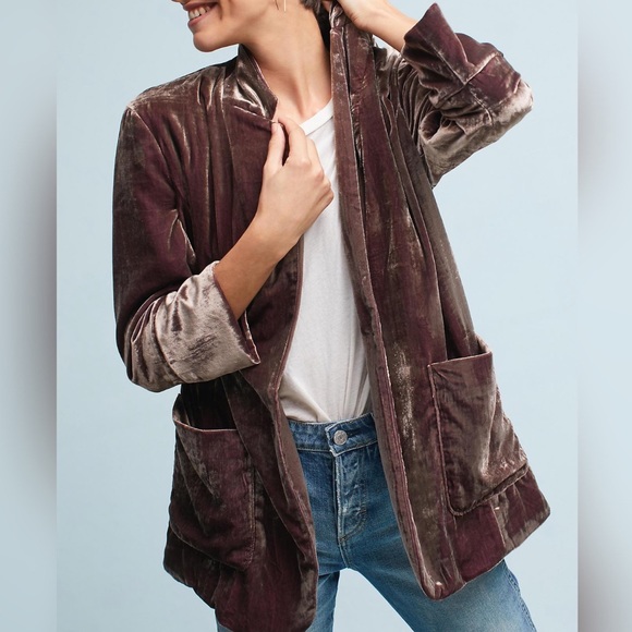 Anthropologie Jackets & Blazers - Anthro Cartonnier Iridescent Velvet Blazer Jacket